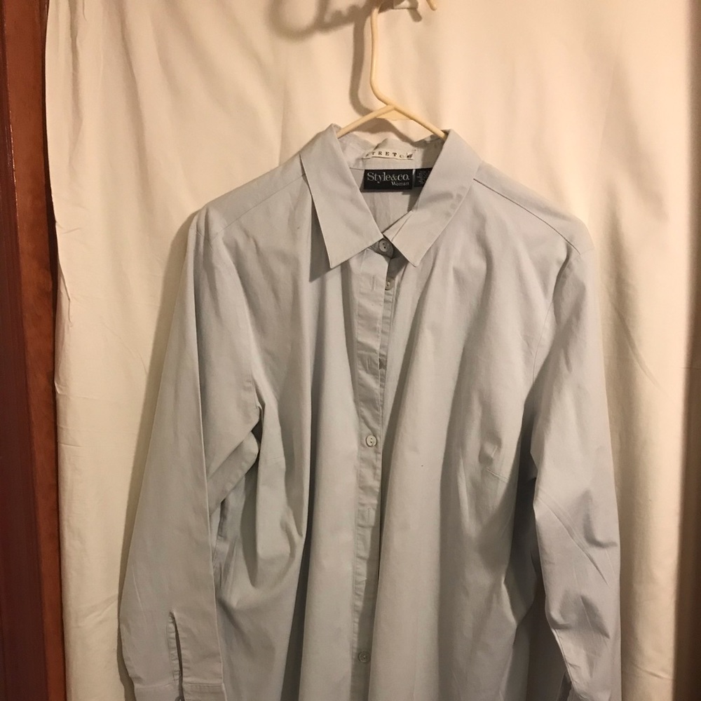 STYLE & Co. Stretchy Light grey button down blouse